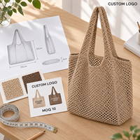 Sac fourre-tout tricoté personnalisé, design à ouverture large, logo personnalisé pris en charge, vente en gros directe d'usine