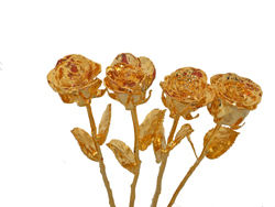 ของตกแต่งดอกไม้ กุหลาบทองคำ 24K กุหลาบเคลือบทองคำแท้ กุหลาบธรรมชาติเคลือบทองคำ 24k - Product Image 3