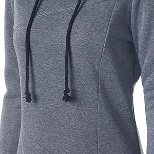 Sudaderas CON CAPUCHA DE Color gris para mujer, sudaderas con capucha largas transpirables para otoño e invierno, ropa de algodón con bolsillo de secado rápido al por mayor - Product Image 4