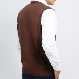 เสื้อสเวตเตอร์ถักแขนกุดลำลองสำหรับผู้ชายเสื้อสเวตเตอร์ถัก100% สีพื้นเสื้อสเวตเตอร์ขนสัตว์2026 - Product Image 4