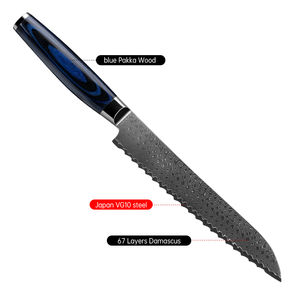 Cuchillo para Pan de 200 mm, 67 Capas de Acero Damasco Japonés VG-10, Mango de Madera Pakka Azul, Cuchillo de Chef de Alta Calidad, Cortador de Pan - Product Image 2