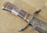 Handgemachtes Damaskus Stahl Jagd Bowie Messer mit Knochen griff, Comping, Überlebens messer mit Scheiden leder.