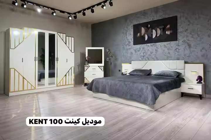 Modern Luxury Bedroom Set with King Size Bed and Dressing Table MDF Wood Home and Hotel Use Featuring Stylish Storage