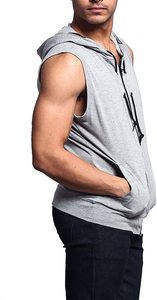 Wholesale Custom Logo Men's Cotton Breathable Quick Dry O-Neck <b>Hoodie</b> Vest <b>Sleeveless</b> Gym Training Sportswear - Product Image 6