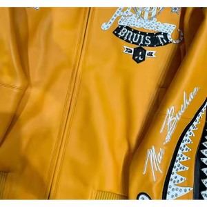 Nueva y elegante chaqueta de invierno para hombre, cuero genuino, impermeable, parches de piedra bordados, Letterman Classic para hombre, chaqueta Varsity - Product Image 2