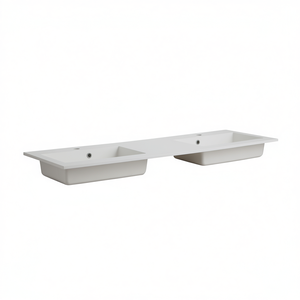 Lavabo encastré double vasque en marbre recomposé mat de 150 cm - Product Image 3