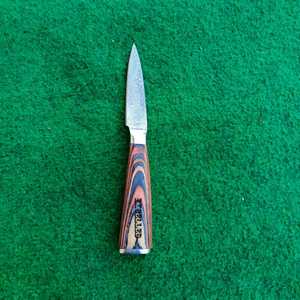 Cuchillo para pelar hecho a mano con mango de madera Pakka de acero damasco y Funda de cuero para chefs y uso en la cocina - Product Image 4