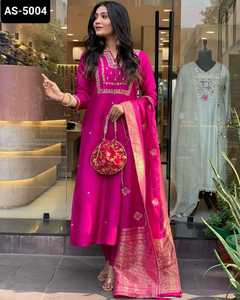 Tenue traditionnelle indienne Viscose Chanderi avec broderie SequenceCodding Work Heavy Design Salwar kameez Suit for Wedding Wear - Product Image 6