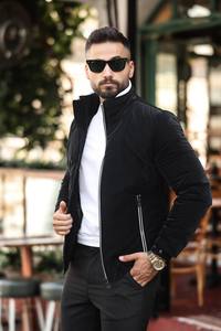 เสื้อโค้ทลำลองสำหรับผู้ชาย, เสื้อโค้ทลำลองมีฮู้ดและกระเป๋ามีซิปเสื้อแจ็กเก็ตสไตล์แฟชั่น - Product Image 3