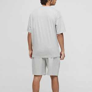 Conjunto de Pantalones Cortos para Hombre, 100% Algodón, Nuevo y Moderno, con Logotipo Personalizado, Color Gris Jaspeado, Hombros Caídos, 2 Piezas, Transpirable - Product Image 5