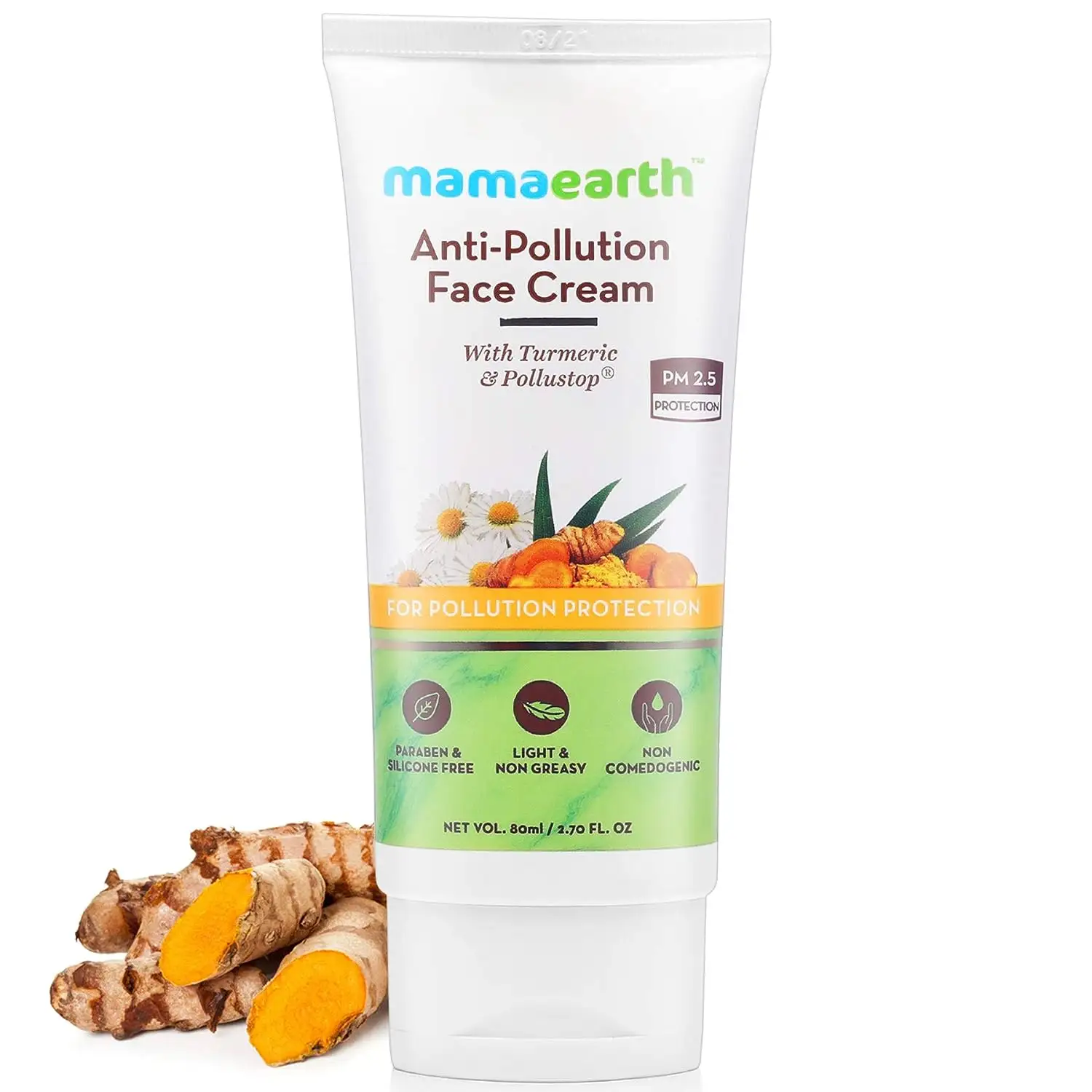 MAMA EARTH Anti-Pollution Daily Face Cream, for Dry and Oily Skin, with Turmeric For a Bright Glowing Skin - 80ml