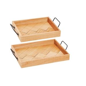 Nouveauté Vente Chaude Plateau de Service en Bois d'Acacia Fait Main avec Poignées Dorées Plateau de Service Carré en Bois d'Acacia pour le Petit-Déjeuner - Product Image 5