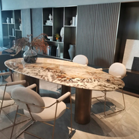 Grande dalle de marbre polie moderne, rétroéclairée, en pierre précieuse, pour comptoir, mur décoratif, plateau de table à manger, forme personnalisée, OEM