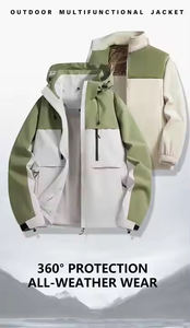 Veste d'extérieur coupe-vent imperméable à capuche 3 en 1 polaire chaude unisexe pour la randonnée et le camping - Product Image 5