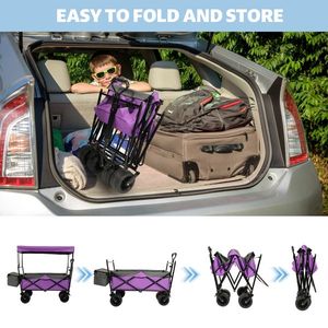 480Lbs Lightweight Folding Collapsible <b>Wagon</b> Canopy 7\" All Terrain Whe els Large Capacity Trolley Cart <b>Foldable</b> <b>Wagon</b> Stroller - Product Image 3