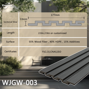 Revêtement mural en bois composite WPC recyclé, type bois écologique, pour décoration murale extérieure, <span class=keywords><strong>façade</strong></span> à lattes - Product Image 2