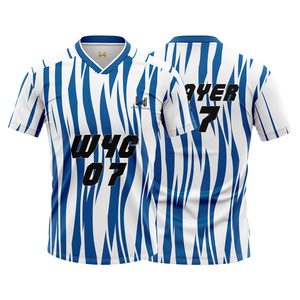 Maillots de football pour hommes avec logo personnalisé imprimé par transfert thermique, 100% polyester, extensible dans les quatre sens, respirant, col rond - Product Image 3