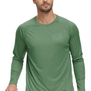 T-Shirt manches longues décontracté de grande taille pour hommes Haut de protection solaire pour extérieur/entraînement Vêtements de style polaire solide - Product Image 4