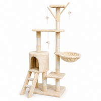 Arbre à chat haut en panneau de particules, écologique, durable et antidérapant, avec griffoir, condo, hamac et perchoir, en carton