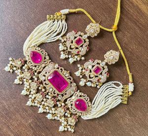 Conjunto de Gargantilla de Primera Calidad para Mujer, Hermosos Colores, Perfecto para Bodas, Fiestas, Conjunto de Collar Tradicional Indio - Product Image 3