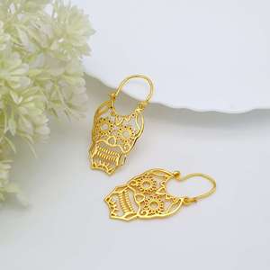 Pendientes de Aro de Calavera de Diablo a la Moda, Chapados en Oro 18K, de Latón, Estilo Gótico Punk, Venta al por Mayor para Mujer - Product Image 5