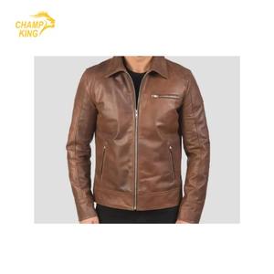 Blouson en cuir de moto de style vintage de haute qualité avec boutons et fermeture éclair, approvisionnement ODM - Product Image 5