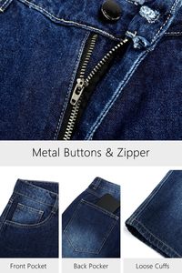 Baggy Jorts taille haute pour hommes Y2K Streetwear coupe ample Hip Hop Skateboard Design Dark Wash Denim Shorts ourlet de cuisse décontracté été - Product Image 5