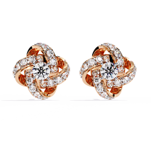 Pendientes Geométricos de Oro Rosa de 18K con Diamante Cultivado en Laboratorio para Boda y Compromiso - Product Image 5