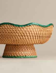 ตะกร้าหวายสานพร้อมขอบสีเขียวสำหรับวางบนโต๊ะอาหารในห้องครัว - Product Image 3