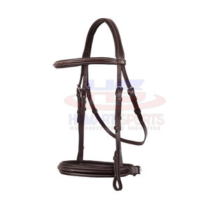 High Quality Genuine Horse Leather Bridle Anatomic Dressage Snaffle Adjustable for Riding and Racing Wholesale - Product Image 4