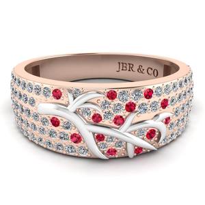 Vendedor caliente Diamante redondo Chapado en oro rosa 925 Anillo de Bodas de rama de vástago ancho de plata para mujeres a precio mayorista - Product Image 1