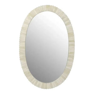 Espejo de pared vintage con patrones florales de incrustaciones de hueso, acentos de resina, marco de madera maciza y paneles de MDF duraderos - Product Image 1