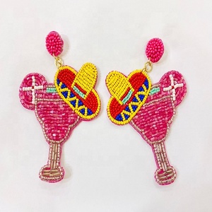 Personalizado hecho a mano con cuentas adornado a mano de moda cóctel colorido semilla de arroz con cuentas duraderas pendientes sin níquel-venta al por mayor - Product Image 1