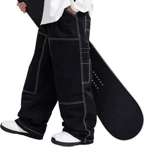 2025 personnalisé noir Baggy Snowboard pantalon hiver imperméable vêtements de Ski coupe-vent caractéristiques chauffantes haute rue jambe large Style ample - Product Image 3