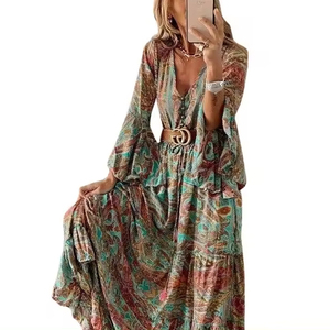 Vestido de tela de seda lavable sostenible para mujer, cómodo, suelto, estilo informal, Primavera Verano, estampado de logotipo personalizado - Product Image 1