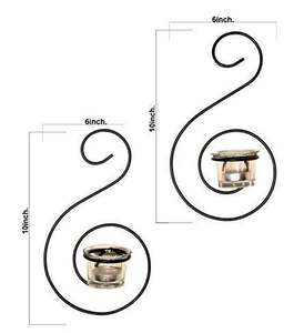 Applique murale en fer forgé de style antique, design luxueux, avec support pour bougie chauffe-plat, pour la décoration de la maison et du bureau, mariages, fêtes et événements, fabriquée en Inde. - Product Image 4