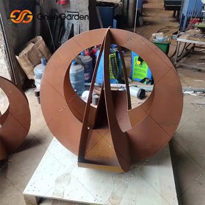 Grande Sphère Moderne Plante Grande Taille Jardin Extérieur Acier Rouillé Pot de Fleurs Rectangulaire Acier Corten Overlength Use Flowerpot - Product Image 4