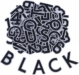 Pas de minimum Logo patchs brodés grands numéros de l'alphabet noir à repasser 3D boucle de crochet personnalisable à coudre pour chapeaux de fleurs coeur - Product Image 1