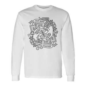 Stellar Factory Play More Games Together Camiseta de manga larga con diseño gráfico premium, unisex, talla para adultos - Product Image 1