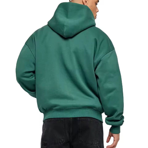 2025 haute qualité Streetwear blanc fermeture éclair sweats à capuche surdimensionné Boxy goutte épaule vêtements décontractés sweats à capuche personnalisés lavage à l'acide 100% coton - Product Image 2
