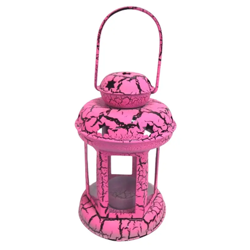 Nuovissima lanterna portacandele in metallo decorativo a trama rosa Vintage per feste nuziali e natalizie