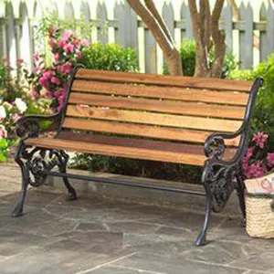 Trending in metallo panca parco sedile in legno su supporto nero giardino decorazione per esterni mobili arte e artigianato