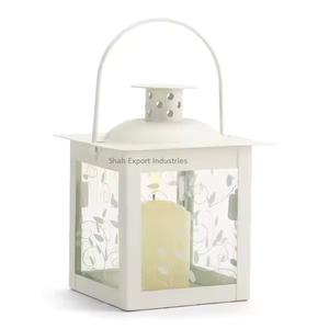 Juego de 2 faroles de velas de metal y vidrio recubiertos de negro para interiores y exteriores, farolillos colgantes de decoración navideña - Product Image 6