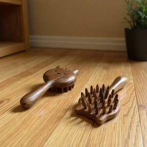 Professional Polished Durable Wooden <b>Massage</b> Comb Natural Wood Handmade Wide Tooth Hair Detangling <b>Scalp</b> - Product Image 5