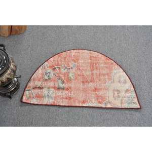 พรมตุรกี2.5ft x 1.5ft แนววินเทจสีแดงสีเบจผ้าขนสัตว์แอบสแตรกพื้นที่ขนาดใหญ่รูปสี่เหลี่ยมผืนผ้าโถงทางเดินน้ำยางขนาด10มม. สำหรับห้อง - Product Image 1