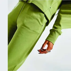 Private Label 63% Cotton 37% Polyester Black <b>Women</b> Tech Fleece <b>Tracksuit</b> Green Full Zip Hoodie Wholesale ODM - Product Image 6