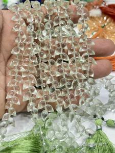 Alif International AAA Cuarzo Amatista Verde Natural Facetado en Forma de Briolette y Lágrima, Taladrado de Lujo, Hilo de 8 Pulgadas, 6x9mm Aprox. Aigs - Product Image 5