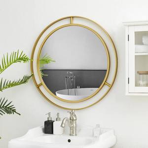 Glitzhome Miroir mural rond mural de luxe Miroir de salle de bain doré Miroir décoratif pour la décoration murale de la maison - Product Image 1