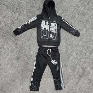 Conjunto Deportivo Personalizado de Estilo Urbano, Lavado, Grueso, Desgastado, con Sudadera con Cremallera y Pantalones Deportivos de Pierna Ancha para Hombre - Product Image 4