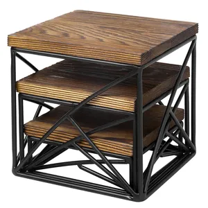 ชุดที่ตั้งโชว์พิซซ่าคุณภาพสูง3ชิ้นทำจากไม้และเหล็กเหมาะสำหรับงานจัดแสดงคัพเค้กโรงแรมและของหวาน - Product Image 2